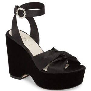 Something Bleu Bridal Black Satin Wedges